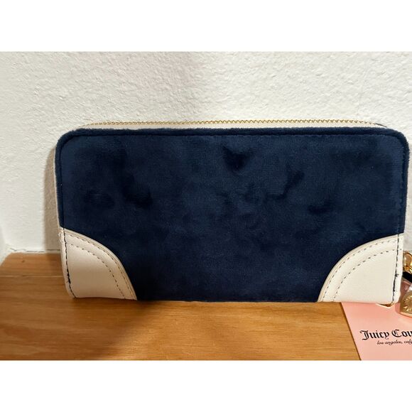 Juicy Couture The Key to Juicy Gusset Zip Around Regal Blue Wallet NWT - Picture 4 of 6